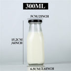 16pcs 300ml Glass Milk Bottles with Screw Lid | Reusable Juice & Beverage Containers