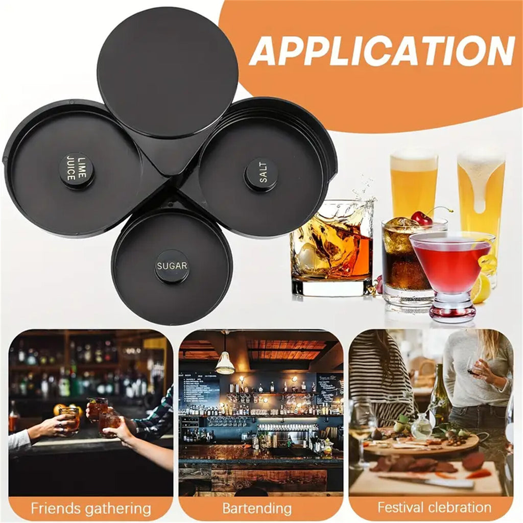 2pcs 3-Tier Cocktail Glass Rimmer | Bar Salt Sugar Seasoning Box for Bartender
