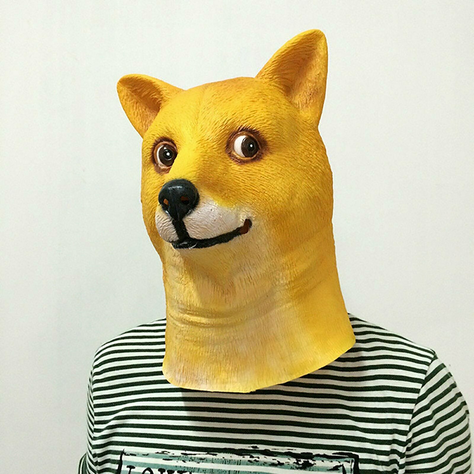 Dog Latex Head Mask for Halloween Costume – Creepy Animal Full Head Mask for Parties and Theater