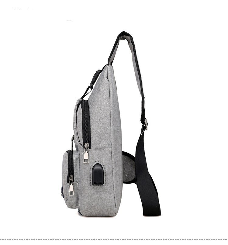 Men’s Sling Chest Bag with USB Charging Port – Crossbody Shoulder Backpack for Travel and Outdoor Use