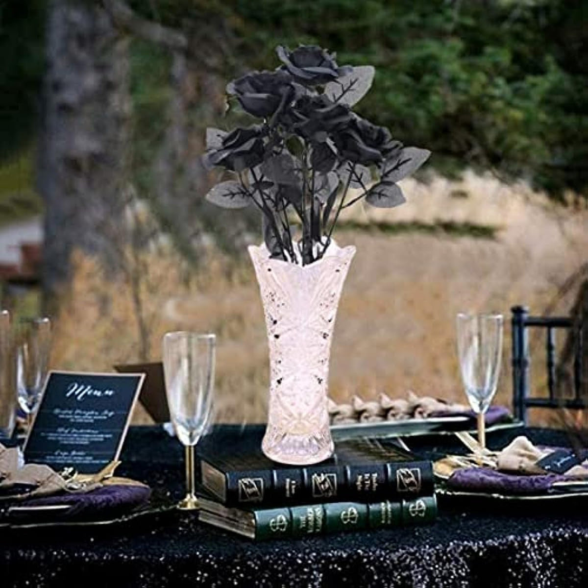 Black Artificial Rose Flowers for DIY Wedding Bouquets Halloween Decorations AU