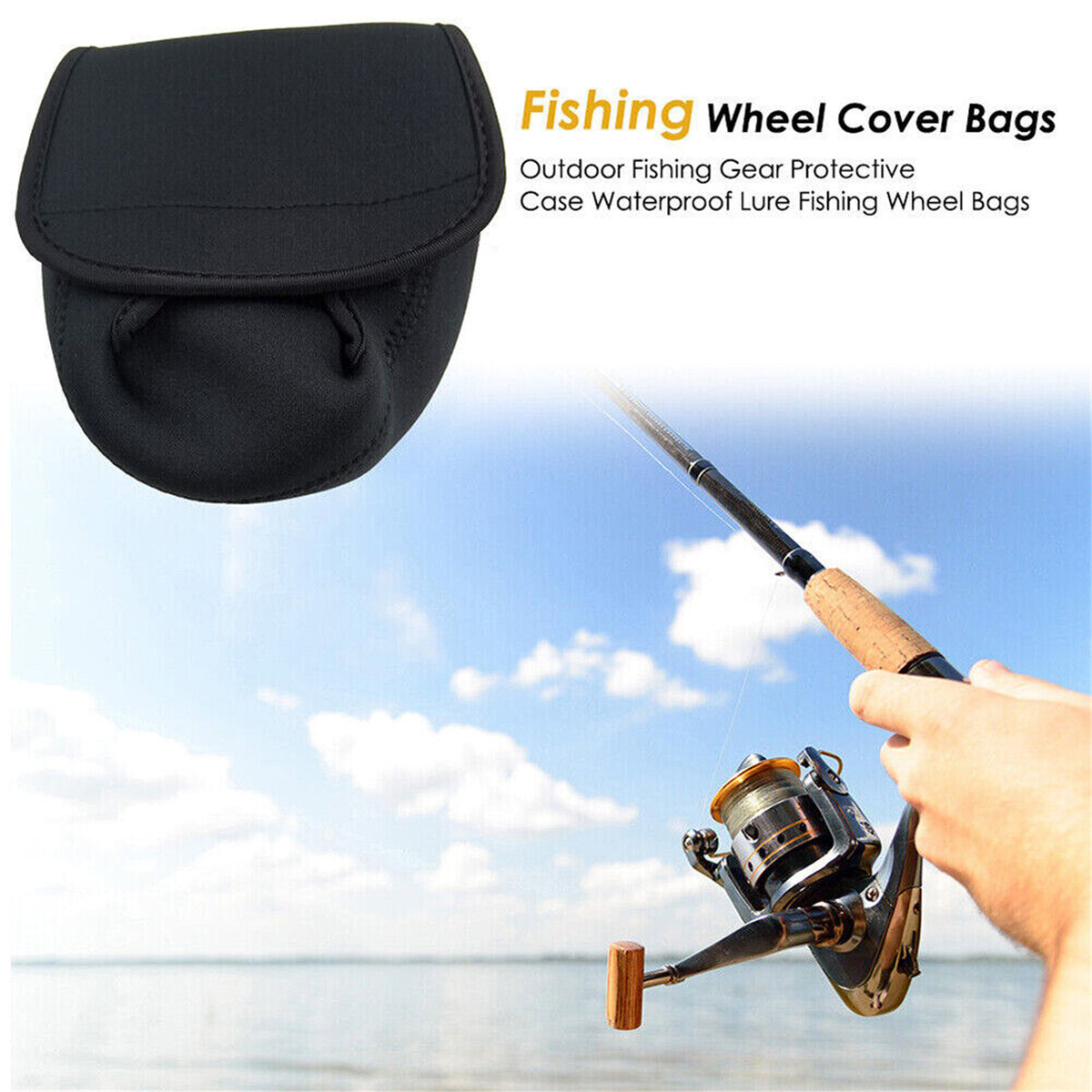 2PCS Fishing Reel Covers Neoprene Waterproof Protective Case Spinning Reel Pouch