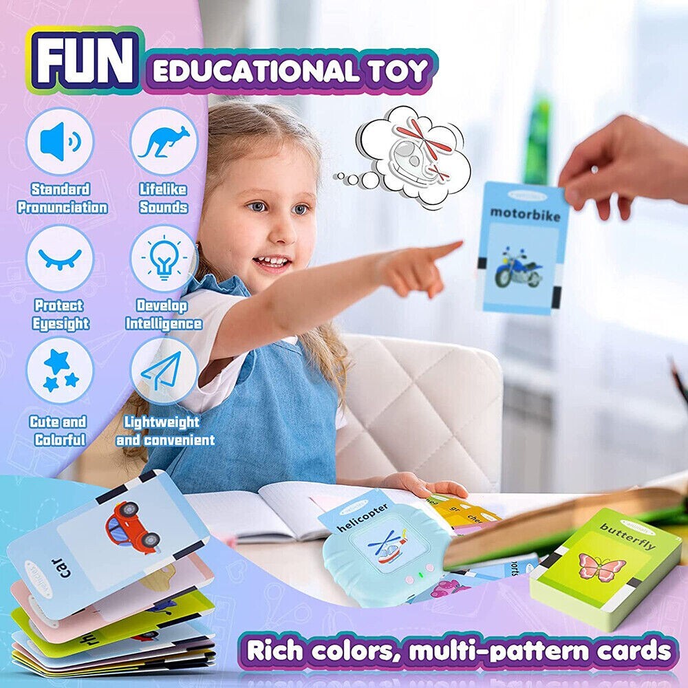 Girl learning with the talking flash cards