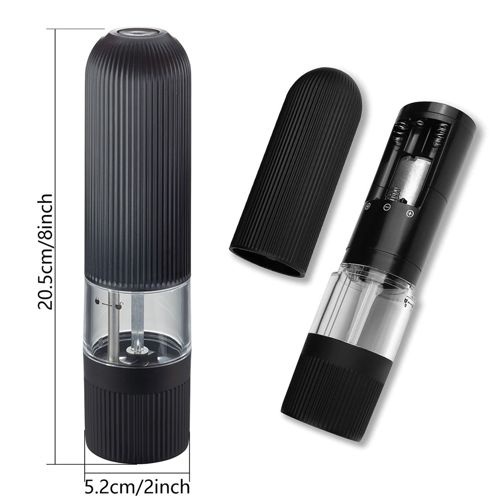 Electric Salt and Pepper Grinder – Battery Powered Spice Mill with Adjustable Coarseness (1 or 2 Pack)
