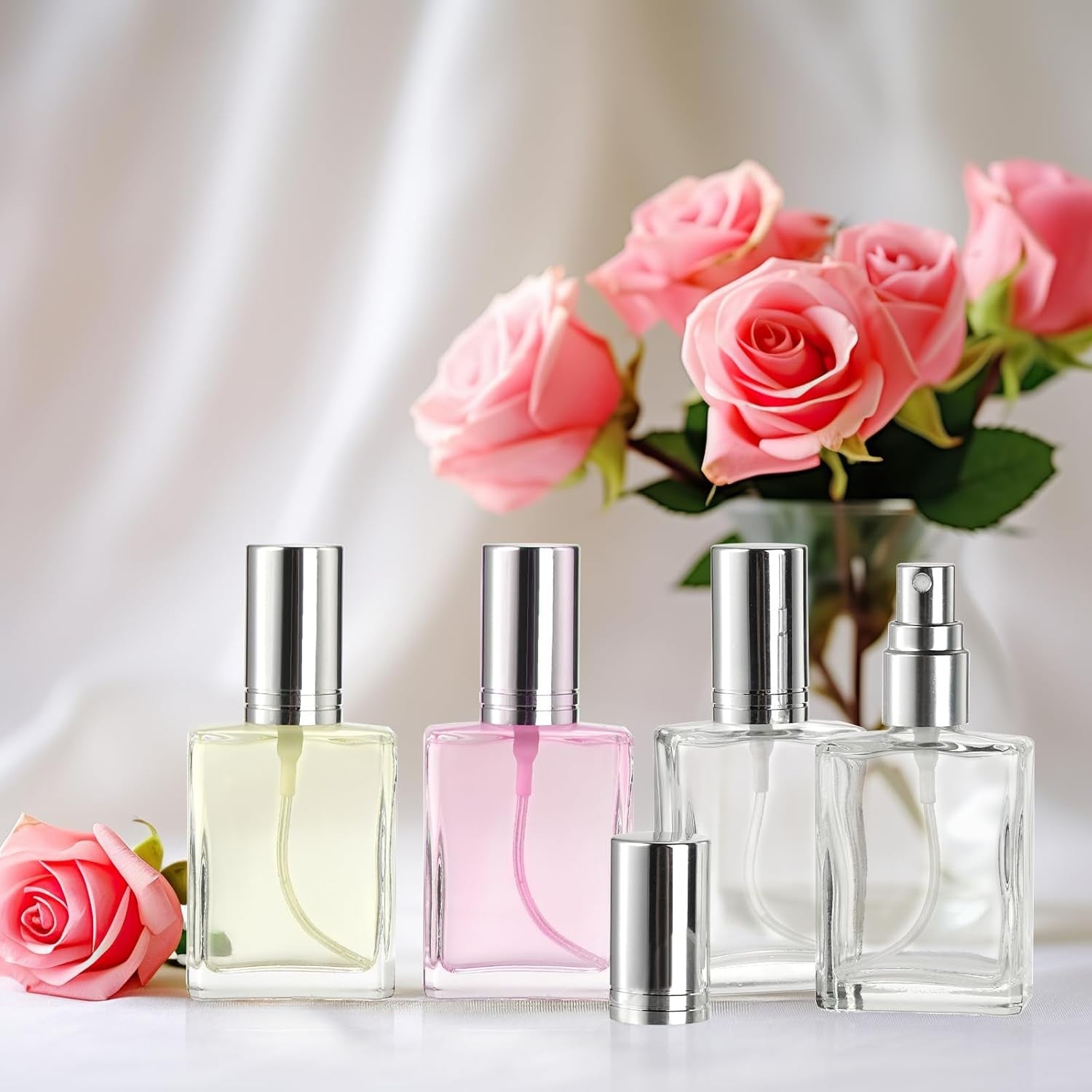 100ML Refillable Perfume Atomizer Empty Glass Spray Bottle Flat Cosmetic Container