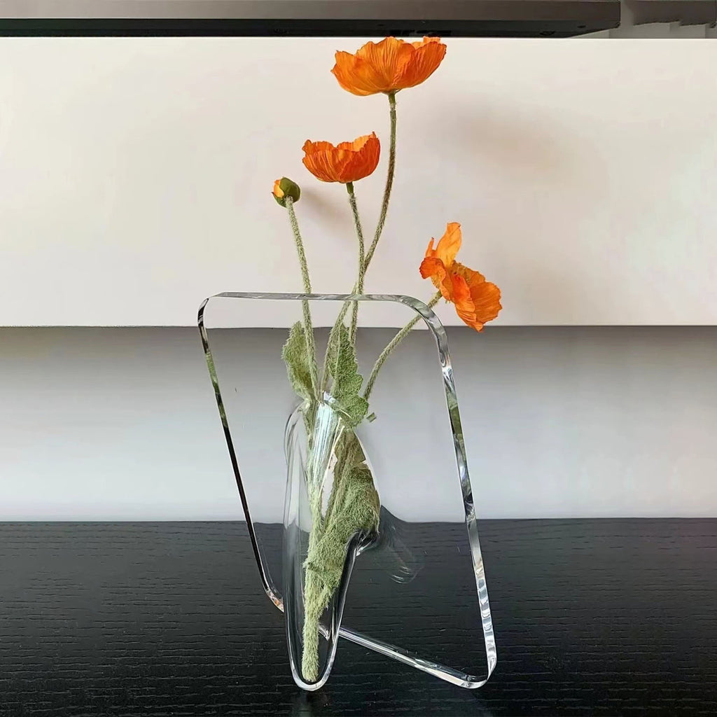 Acrylic Photo Picture Frame Vase for Centerpieces,Cute Bud Vase,Flower Vaser