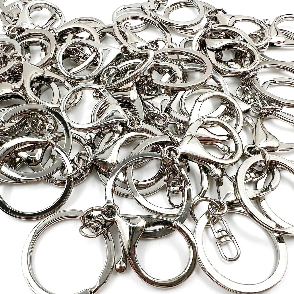 40PCS Keychain Lobster Clasps with Split Rings - Swivel Keyring Hooks for Lanyards and DIY Crafts