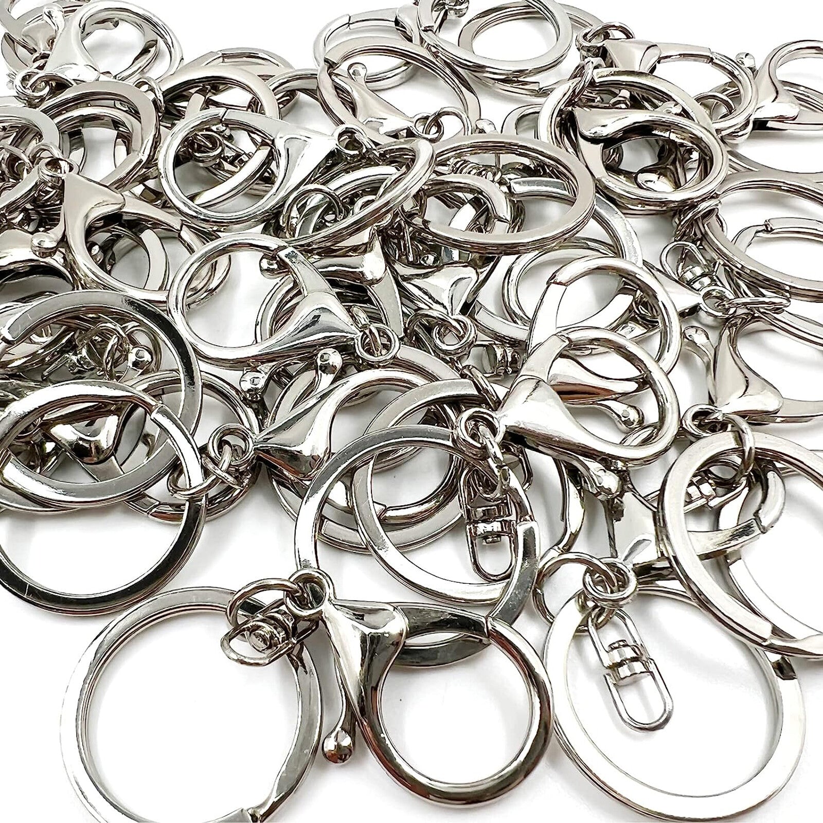 40PCS Keychain Lobster Clasps with Split Rings - Swivel Keyring Hooks for Lanyards and DIY Crafts
