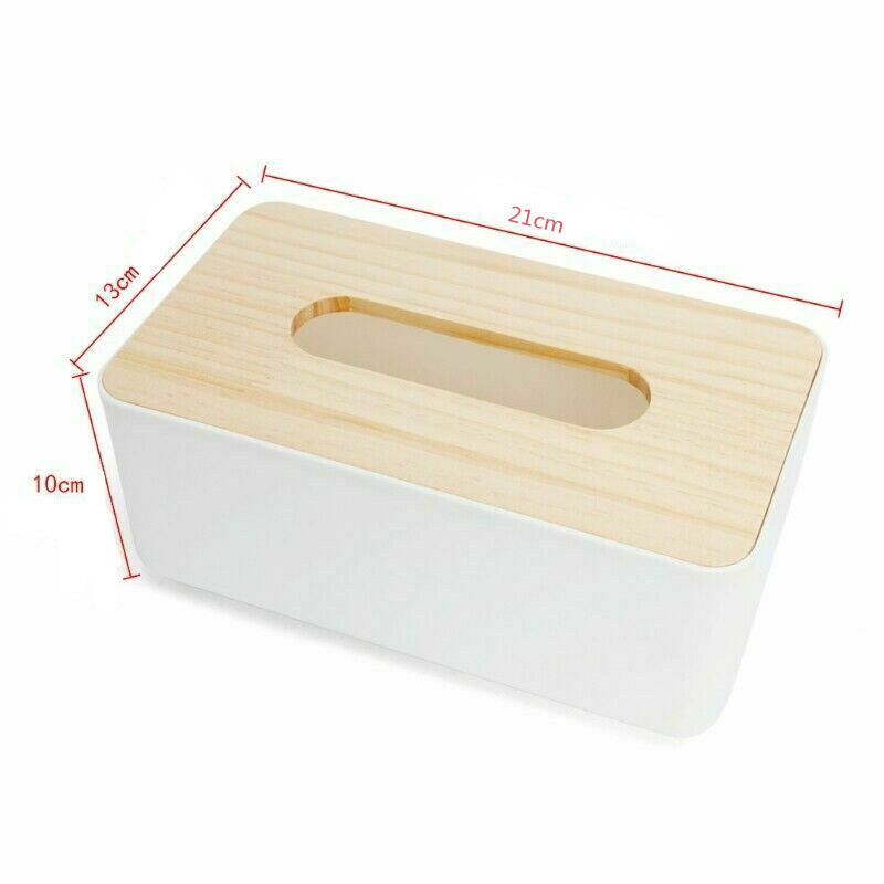Wooden Tissue Box Cover - Modern Tissue Holder Napkin Dispenser Storage Organizer
