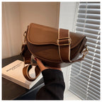 Vintage Crossbody Shoulder Bag for Women - PU Leather Saddle Phone Messenger Bag Coffee Brown