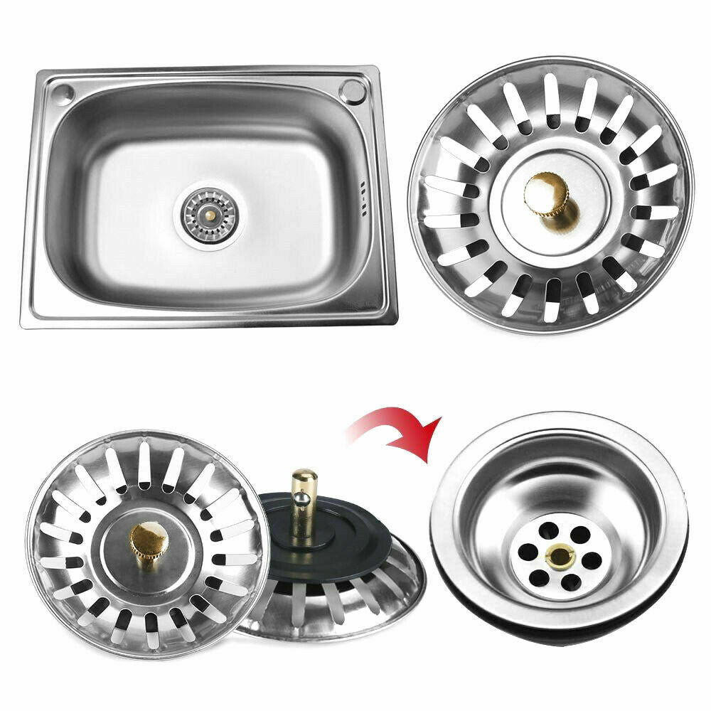 Stainless Steel Kitchen Sink Strainer – Drain Filter Waste Plug Stopper (80mm)