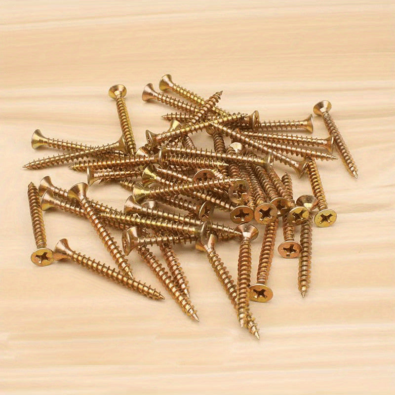 100PCS M4 Chipboard Screws – Carbon Steel Phillips Flat Head Self-Tapping Wood Screws (50mm / 60mm)