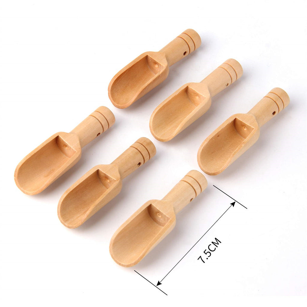 30PCS Mini Wooden Scoop Spoon – Small Salt Sugar Coffee Candy Bath Salt Spoon (7.5cm)