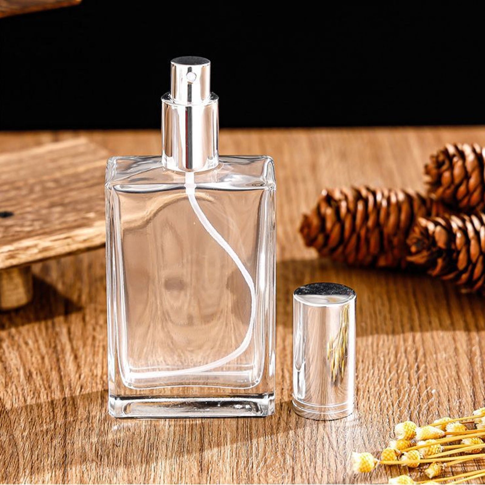 100ML Refillable Perfume Atomizer Empty Glass Spray Bottle Flat Cosmetic Container