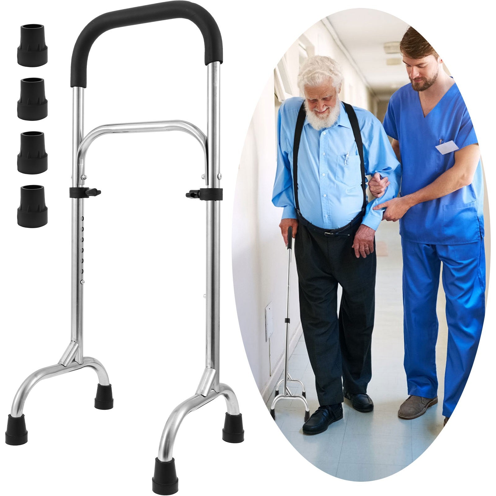 Senior Mobility Standing Aid Adjustable Height Elderly Stand Assist Support Device Non-Slip Walking Aid
