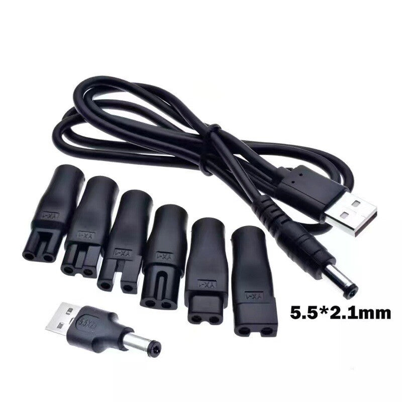 Universal Hair Clipper Charger Cable – Razor Power Cord with 6 Charging Heads & 2 Adapters