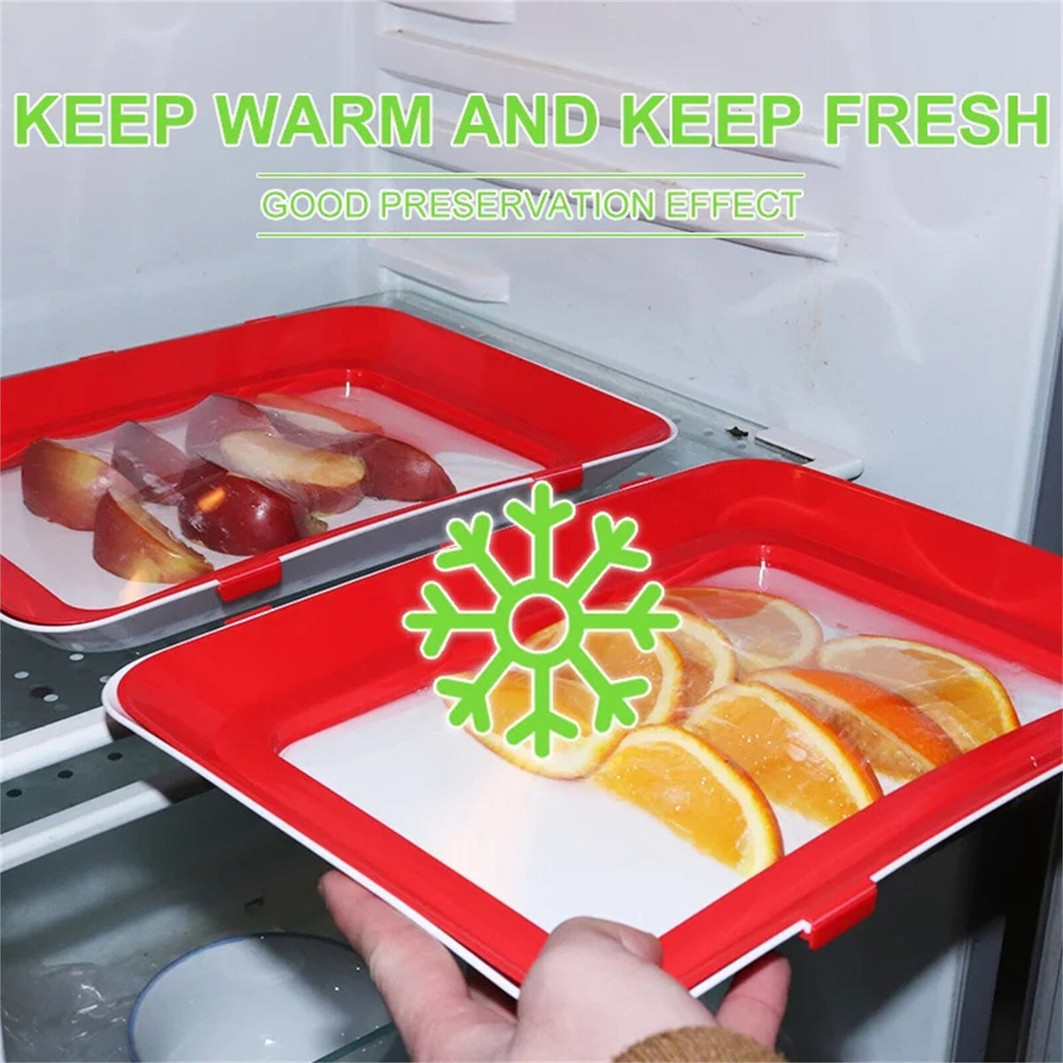 3Pcs Reusable Food Preservation Trays Fresh Food Storage Containers Vegetables