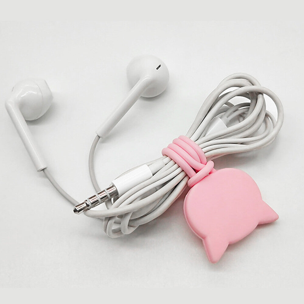 Earphones wrapped with a cat cable tie