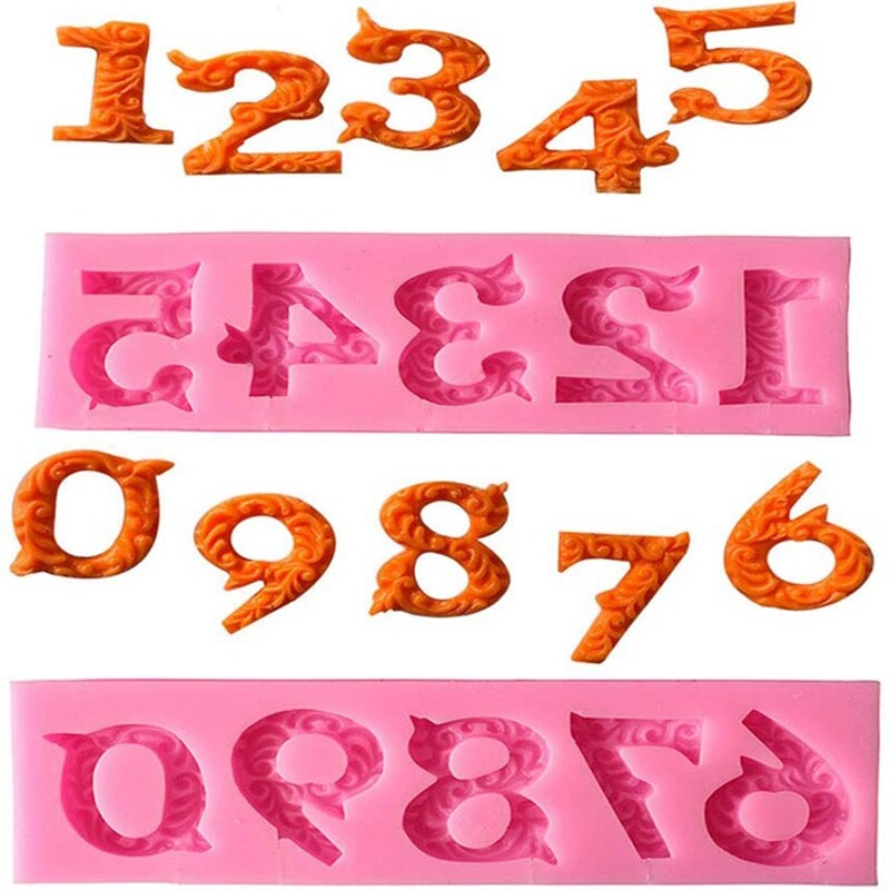 4PCS Number Silicone Fondant Mold Set – Cake Decorating Chocolate Sugarcraft Mould (0–9)