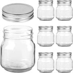 6pcs 250ml Glass Storage Jars with Lids + 4 Stainless Steel Spoons | Airtight Food Containers