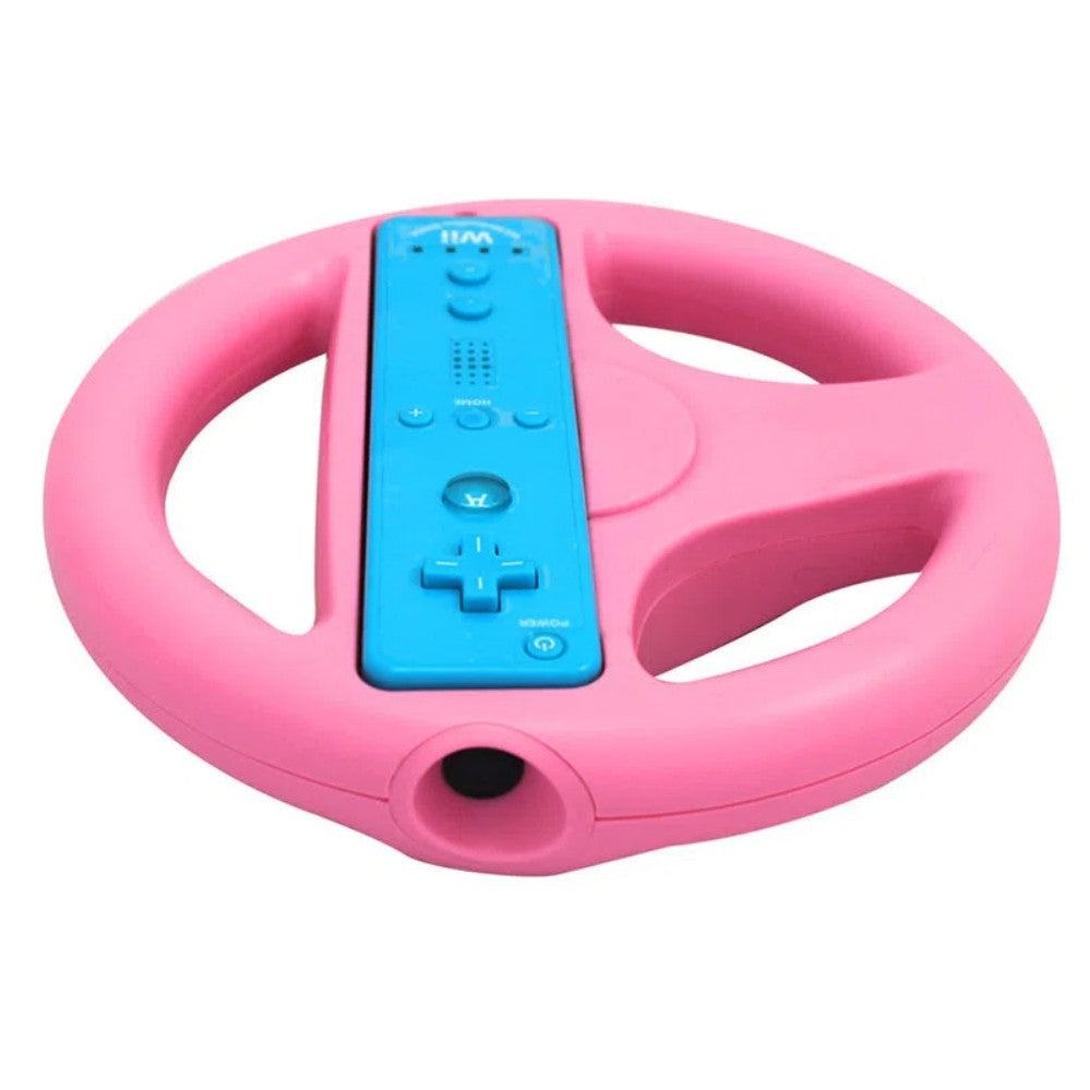 Pink wheel holding a Wii Remote
