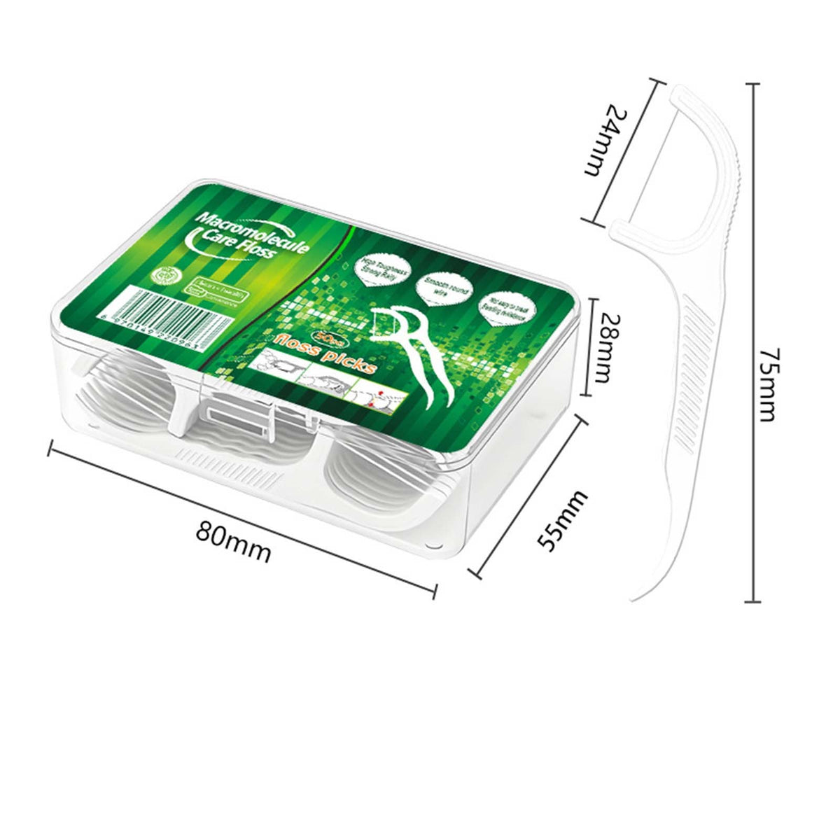 Floss pick box 80 x 55 x 28mm