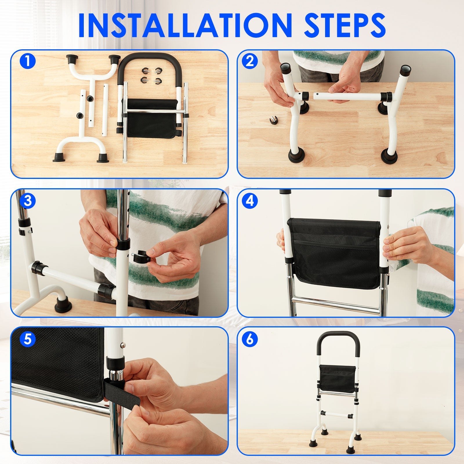 Senior Standing Assist Mobility Aid Adjustable Height Elderly Stand Support Handle Non-Slip Base
