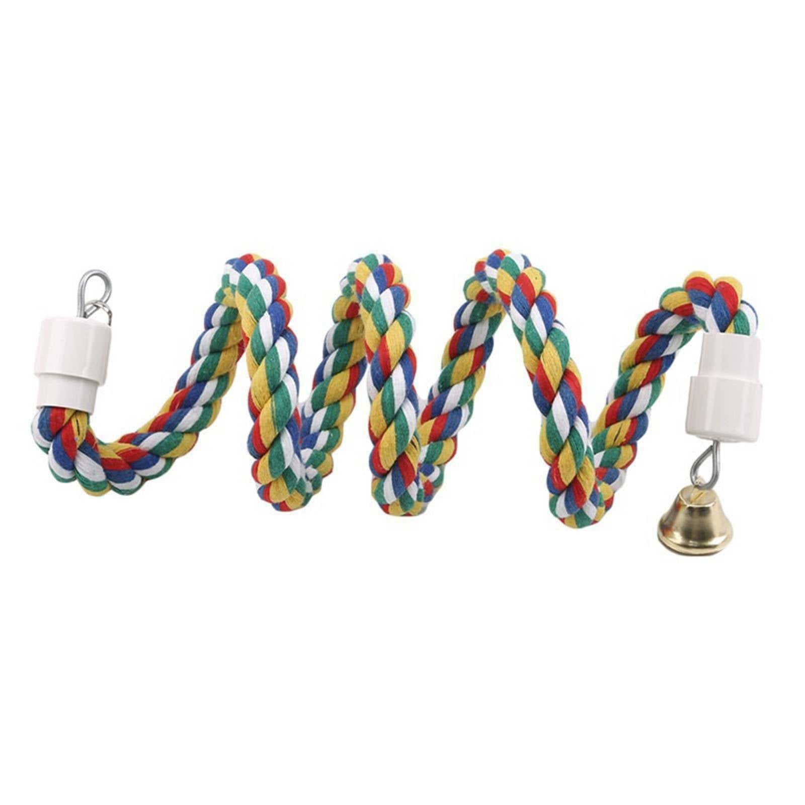 Parrot Rope Perch Bird Toy | Colorful Cotton Climbing Perch for Cage (0.5m–2.0m)