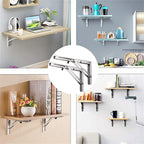 2pcs 10-Inch Folding Table Brackets | Heavy Duty Stainless Steel Wall Shelf Support