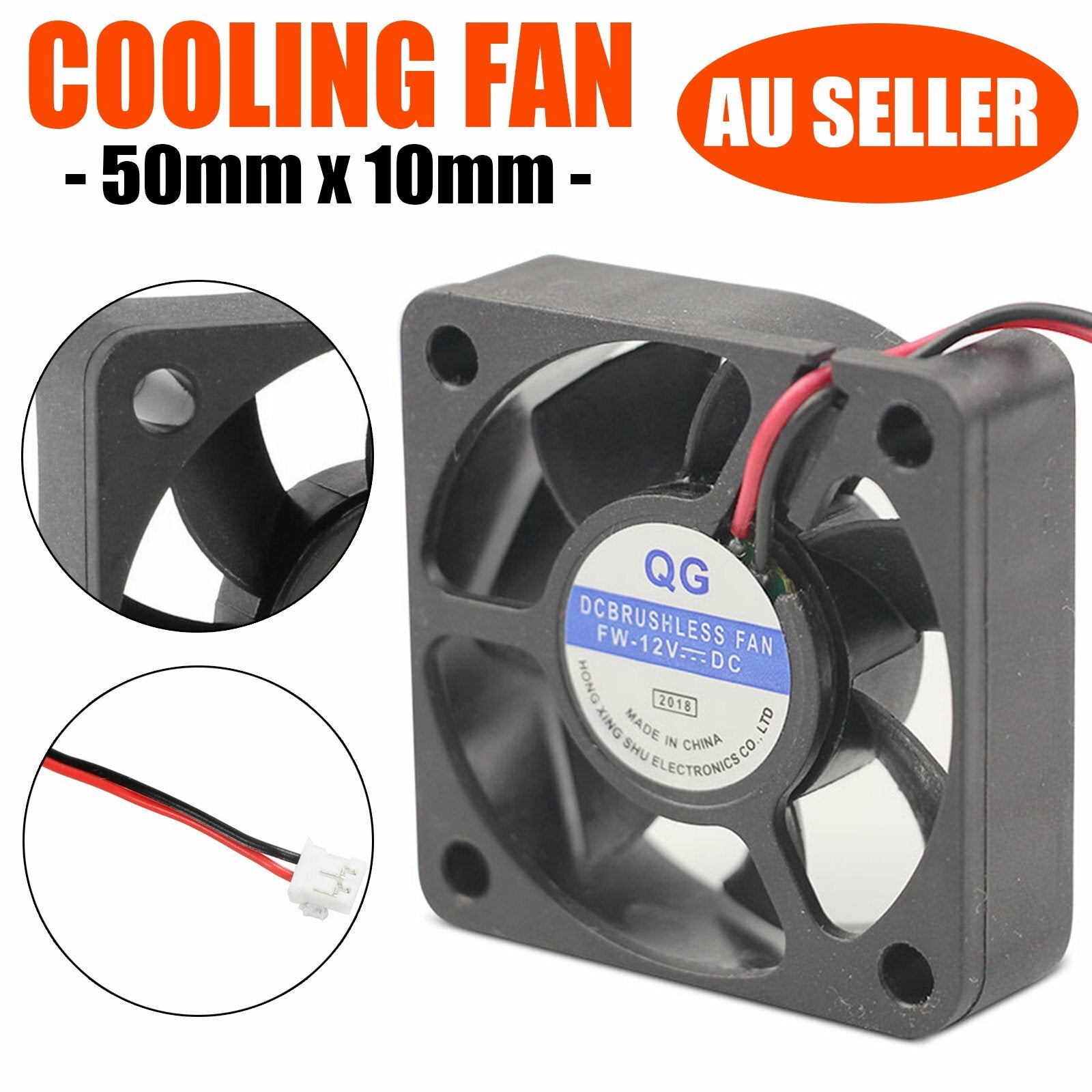 10 Pack 50mm 12V Brushless Cooling Fan – 2 Pin CPU Laptop and Computer Cooler Fan 50x10mm