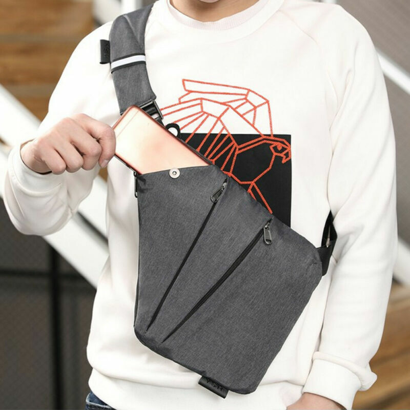 Men’s Anti Theft Travel Shoulder Bag - Waterproof Portable Chest Sling Pocket Bag