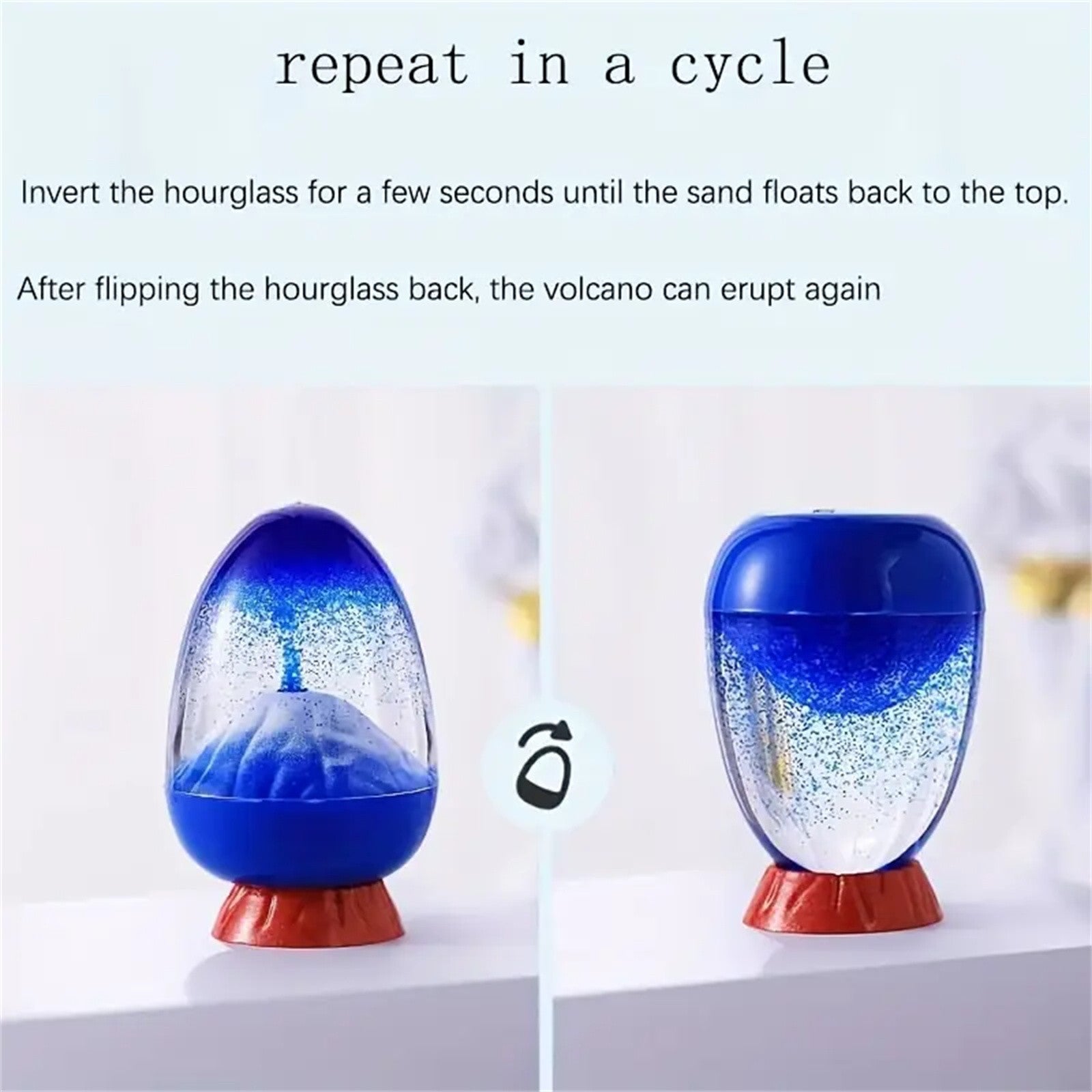 2PCS Volcano Liquid Hourglass Sensory Timer Calming Sandglass Desktop Decor