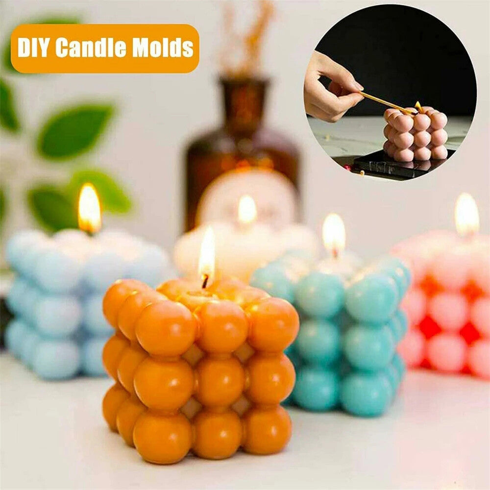 6-Cavity 3D Cube Silicone Mold – Bubble Candle Soap Chocolate Cake DIY Craft Mould