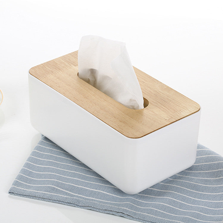 Wooden Tissue Box Cover - Modern Tissue Holder Napkin Dispenser Storage Organizer
