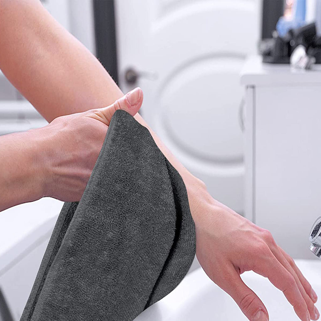 2PCS Cotton Face Washer Towels 35x75cm - Soft 120GSM Face Cloth Set Grey