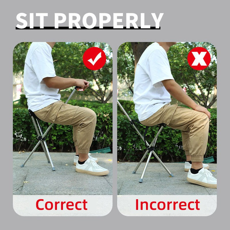 Foldable Walking Cane Chair Adjustable Portable Seat Stool Lightweight Mobility Aid