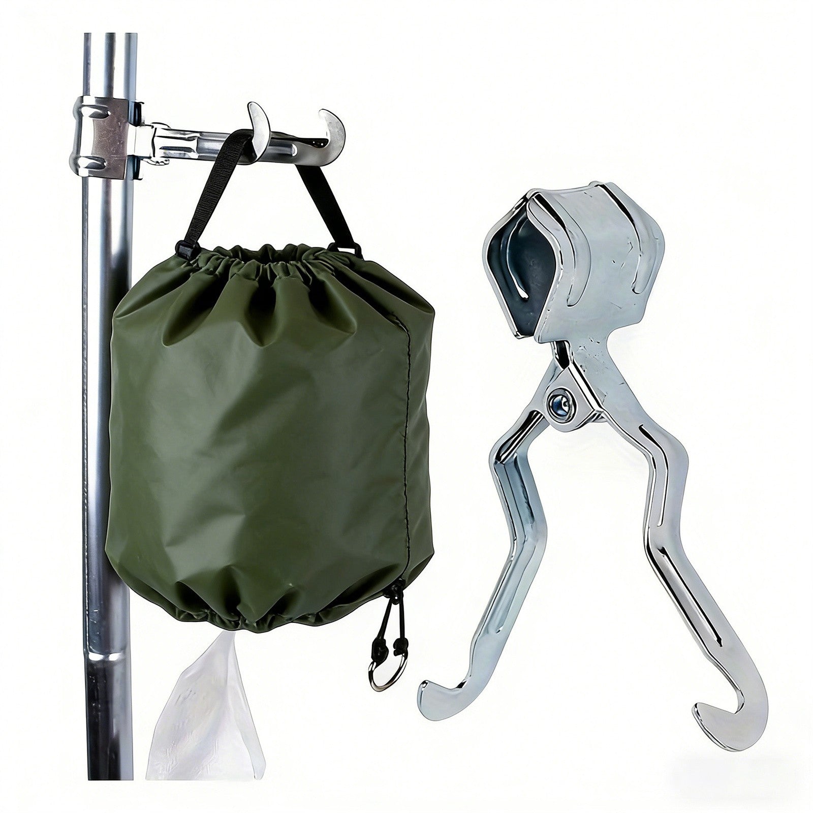 2PCS Silver Tent Light Hanging Hooks - Iron Clip Holder Lamp Hooks for Camping and Canopy Use