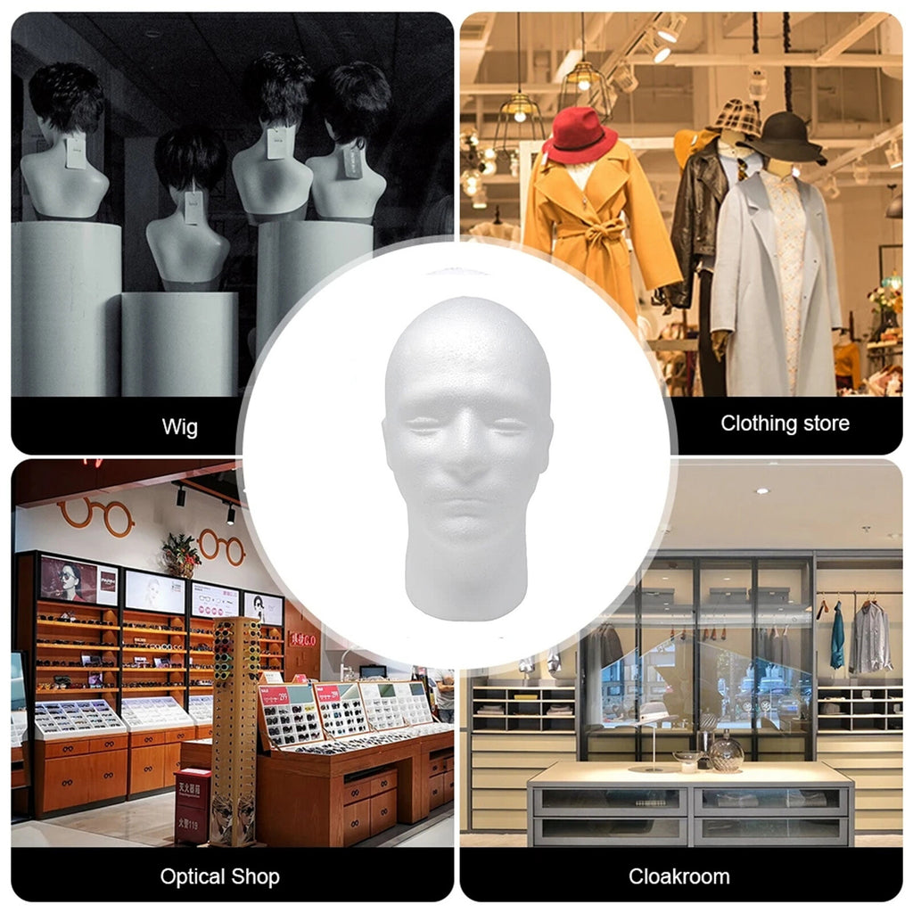 2PCS Foam Mannequin Head Display Stands - Glasses, Caps, Hats and Wig Display Holder