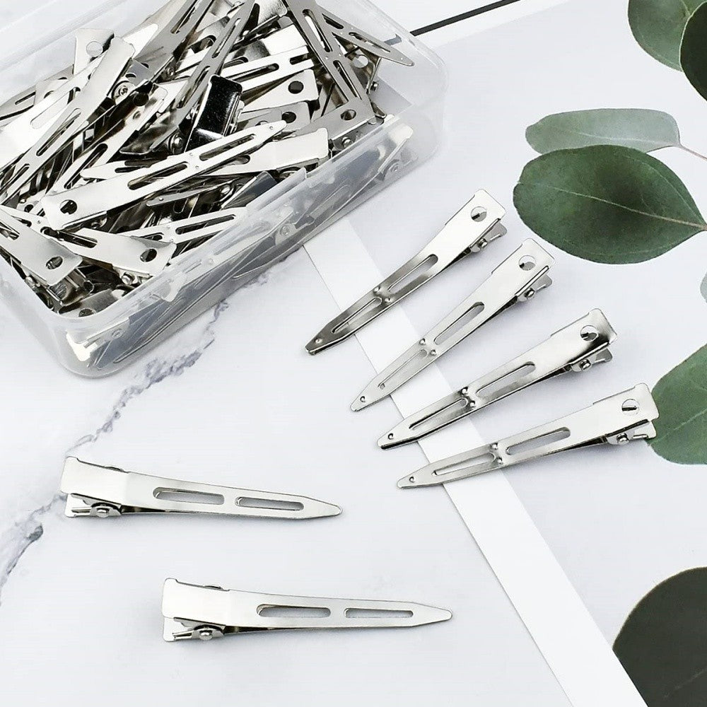 60Pcs Hairdressing Sectioning Hair Clips Duck Bill Hairpin Salon Metal Curl Clip