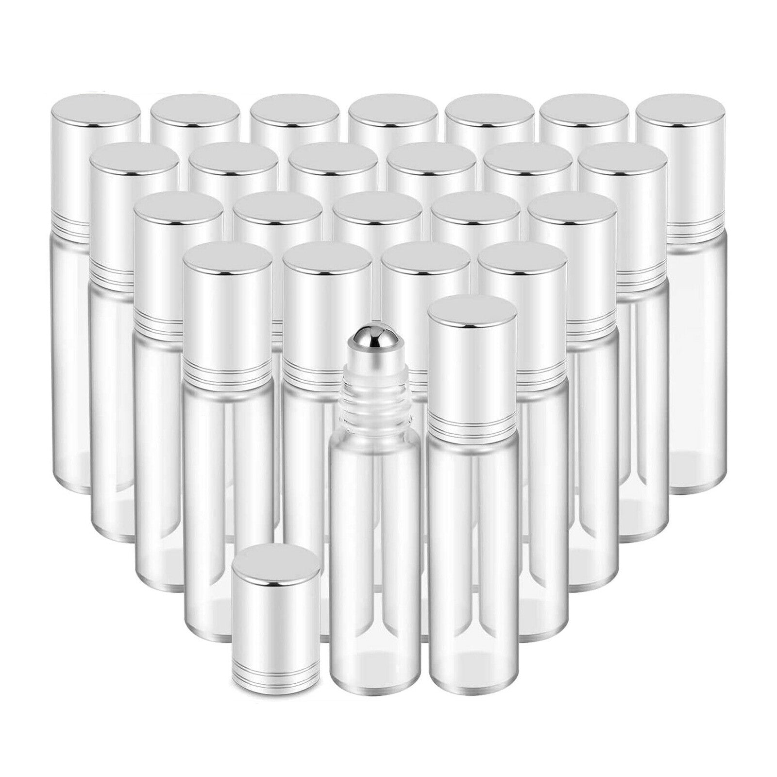 12PCS 10ml Clear Glass Roll On Bottles Set - Essential Oil Roller Bottles with Brush Funnel and Labels