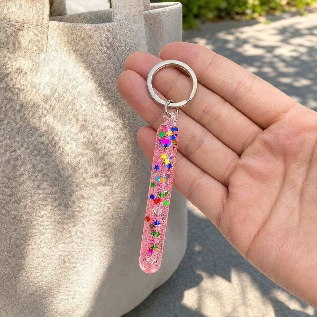 2-20PCS Glitter Liquid Wand Keyrings Colourful Floating Sequin Keychain Bag Charm