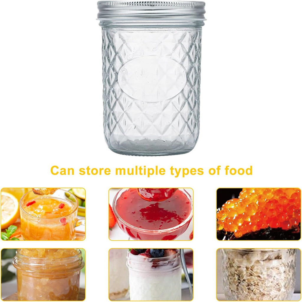 12PCS 500ml Glass Mason Jars with Airtight Lids Wide Mouth Preserving Jars