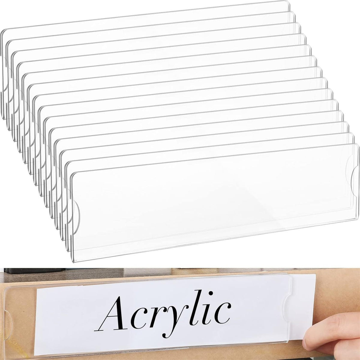 10/20/50/100Pcs Clear Acrylic Name Badge Card Holders With Blank Inserts Paper