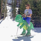 Inflatable Dinosaur Rider Costume Adult | Funny Green T-Rex Party Fancy Dress Suit