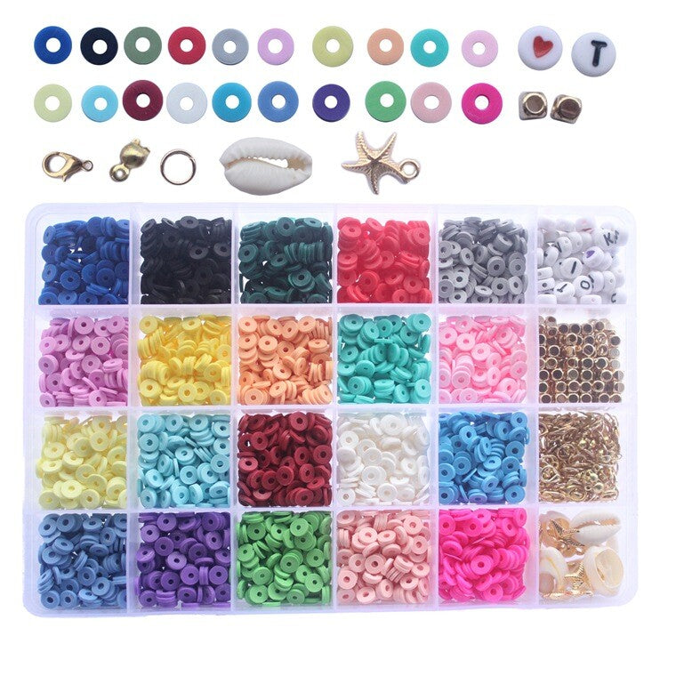 4300PCS Polymer Clay Beads Kit DIY Bracelet Jewelry Making Beads Set