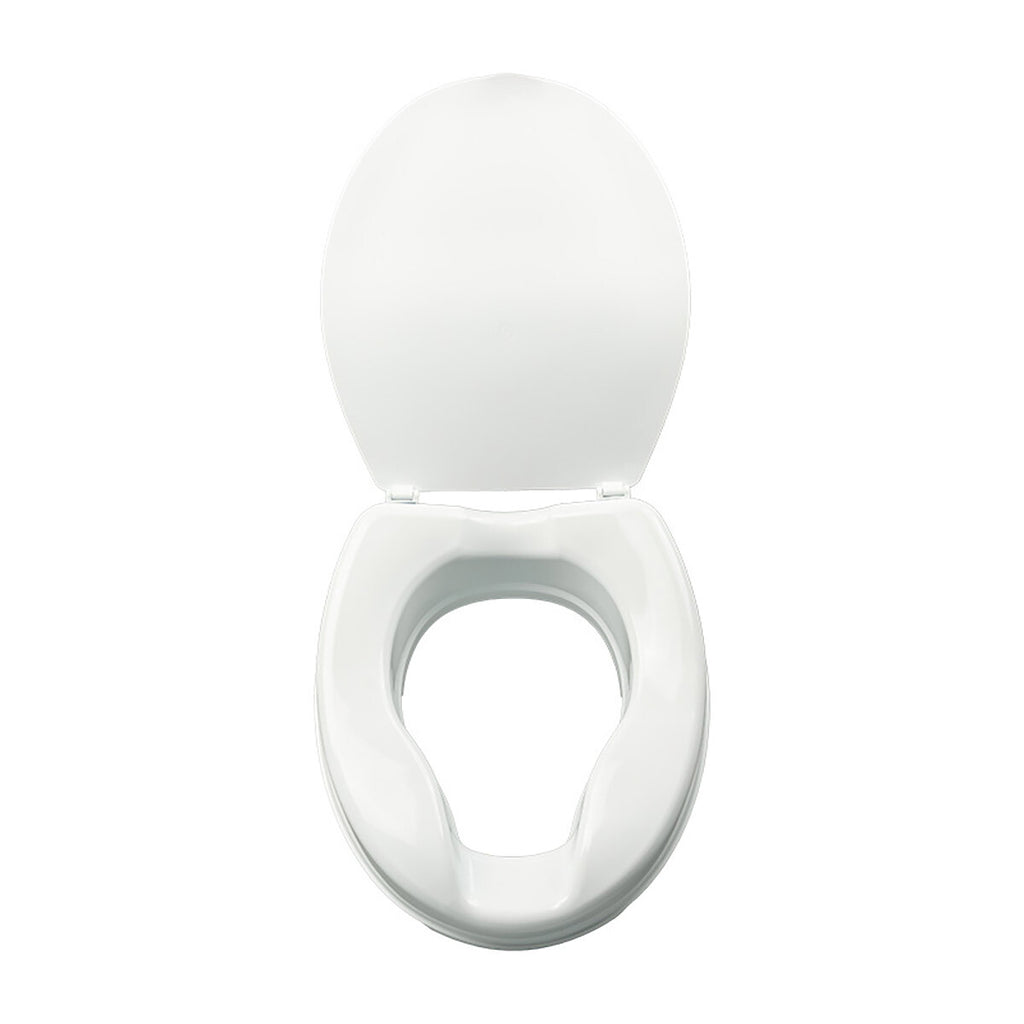 Elongated Raised Toilet Seat with Lid | Non-Slip Booster Seat for Elderly, Pregnant & Post-Surgery Recovery