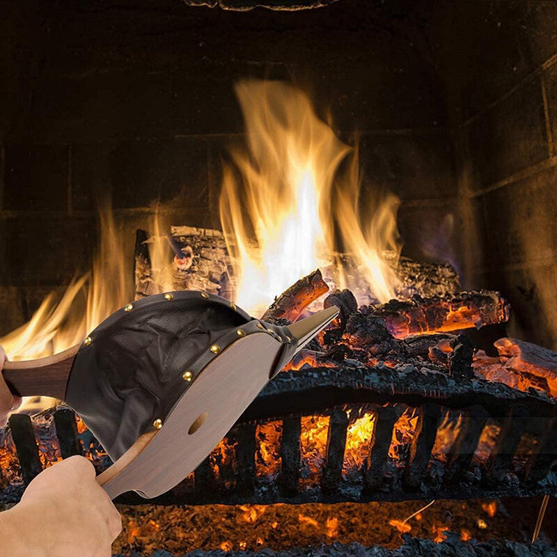 Fireplace Bellows Wooden Air Blower with Cast Nozzle - Hand Bellow Pump Fire Tool in S M L