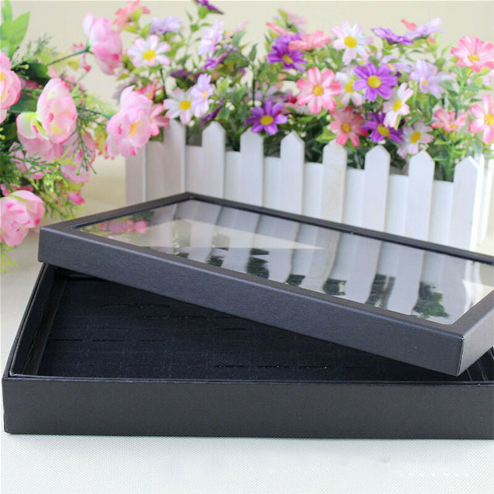 2pcs 100 Slot Jewelry Organizer Box | Velvet Ring & Earring Display Storage Case