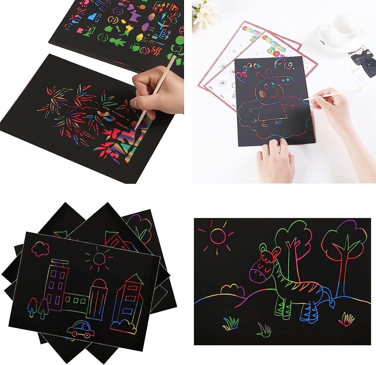70pcs Rainbow Scratch Paper Art Set | Magic Scratch Drawing Craft Kit for Kids