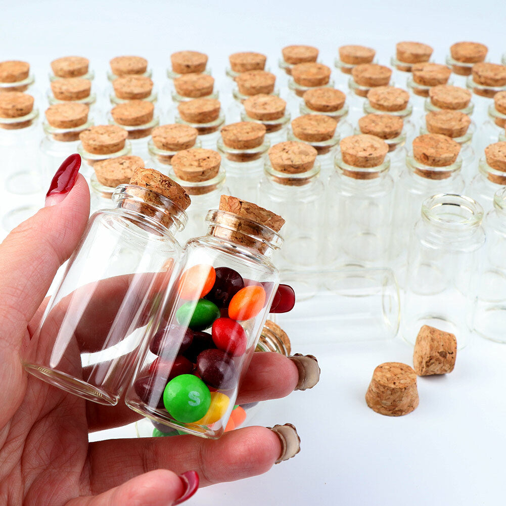 100PCS 40ml Glass Vials with Cork Stoppers - Mini Wish Bottles and Storage Jars